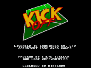 Kick Off title screen for Super Nintendo